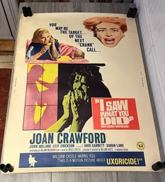 1965 I Saw What You Did Movie Poster Joan Crawford