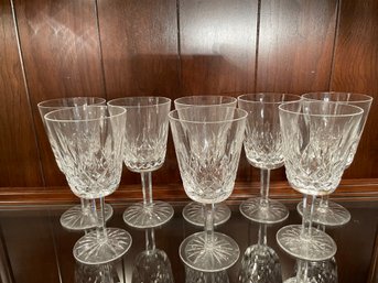 Set Of Eight Waterford Lismore Water Goblets. 7' Tall