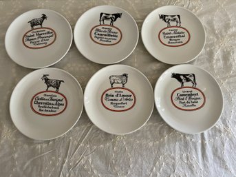 Set Of Six Porcelaine D'auteuil Of France , Cheese Plates.