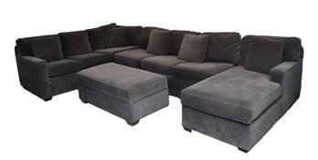 Charcoal Gray Jennifer Convertible U-Shaped Sectional Pull Out Bed Sofa With Storage Ottoman $2,800