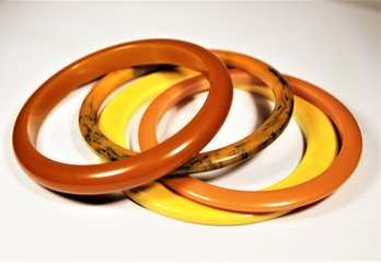 Lot Four Fall Colors Bakelite Bangle Bracelets