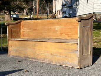 A Late 18th-Early 19th Century Paneled Pine Dutch Church Pew