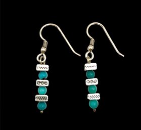 Vintage Turquoise Color Beaded Dangle Earrings