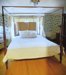 Eldrid Wheeler American Made & Custom Crafted- Solid Cherry King Canopy Bed With Carved Reeded Posts