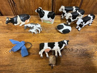 Carved Wood Cow Figure Lot