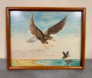 Colorful Chalk Art Eagle In Frame