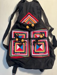 Colorful Cotton Mosaic Backpack, Unused