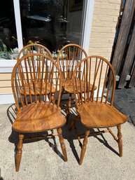 Set Of Four Solid Windsor Style Dining Chairs