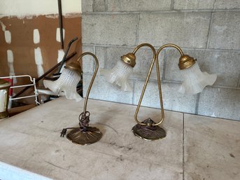 Set Of Metal Mid Century Lily Pad Lamps
