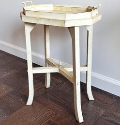 A Vintage Painted Wood Side Table With Tray Top