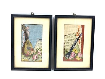 Nicely Matted & Framed Vintage Needlepoint Tapestry Wall Hanging