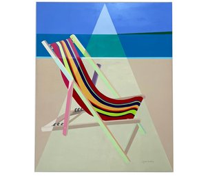 A Large Vintage Acrylic On Canvas, 'Beach Chair,' Joan Luby (American, 1934-2015)