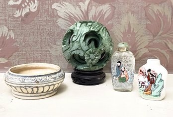 Vintage Carved Jade And More Ceramics