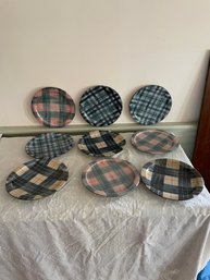 Set Of Nine Anta Artisan Pottery Plates. 10 1/4'.