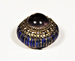 Antique Chinese Top Of A Ring, Enamel And Cabochon Stone