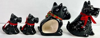 Ceramic Scottish Terrier Figurine Family (4)