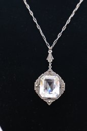 Sterling With Marcasites And Clear Stone Necklace