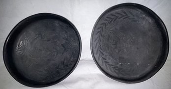 A Pair Of Vintage MEXICAN DONA ROSA Folk Art Blackware Pottery