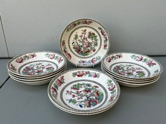 Vintage Johnson Brothers England Coupe Soup Bowls, Pattern Indian Tree - Set Of 11