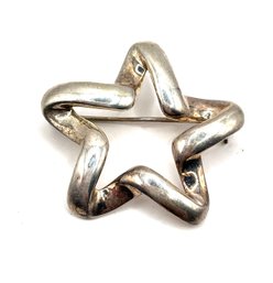 Vintage Sterling Silver Cut Out Star Brooch/pin