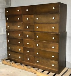 A Large Solid Wood Two Piece Cabinet Of Drawers - Mid Century - In Apothecary Style