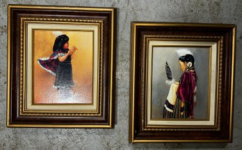 2 Framed Indian Girls Prints Signed By Deborah Hiatt