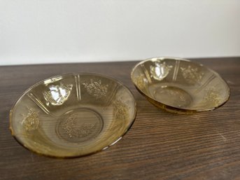 Federal Depression Amber Glass Sharon Cabbage Rose Pattern Bowl (2)