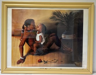 Vintage Framed Print - Heaven Sent - Jay C Bakari - Mother & Child - 20.75 X 26.75 - JAE 1987 - 1991