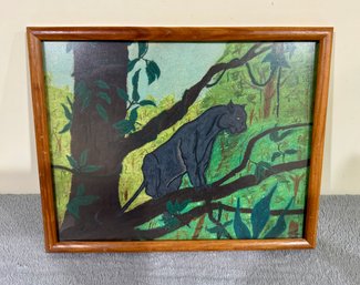 Colorful Black Panther Chalk Art In Frame