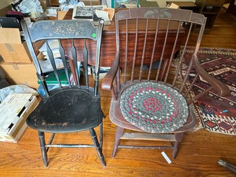 TWO PAINTED ANTIQUE CHAIRS