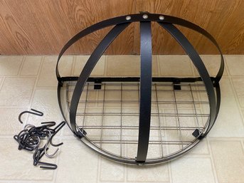 Wrought Iron Wall Mount Pot Rack With Hooks