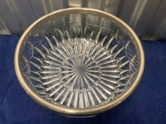 Very Nice Press Glass Silver Rimmed Bowl