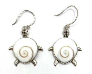 Vintage Sterling Silver Shiva Turtle Earrings