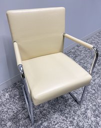 Steelcase Coalesse Cream Leather High Back Sled Base Chair-Lot 1