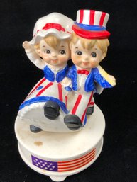 Patriotic Boy And Girl Figurine