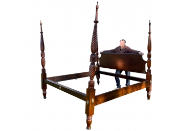 A Quality Mahogany 4 Poster Carved Bedstead - 82 Inches High - King