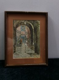 Framed Iron Gate Signed Art