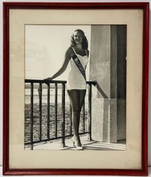 Vintage Miss PA Pennsylvania Pageant Framed Black & White Photograph - Swimsuit - C 1940 - 18.75 X 22.5