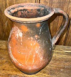 Antique Clay Terracotta Handled Vessel