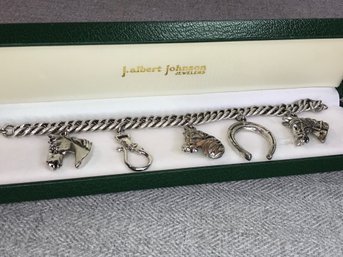 Very Nice Vintage Equestrian Theme Charm Bracelet - Charms Are Larger Than Usual - Maybe Size Of Quarter