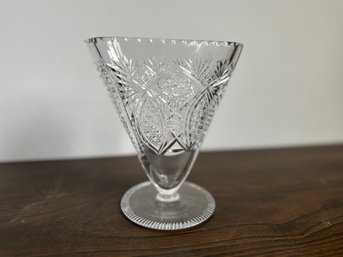 American Brilliant Cut Glass Crystal Fan Vase