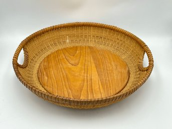 Vintage Wood And Cane Basket