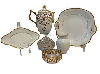 Vintage French China & Lenox Tiffany & Co. White & Gold Serving Pieces Take Center Stage In This Grouping.