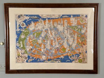 Zaidenberg 1938 Pictorial Map Of Manhattan In Frame