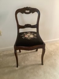 Needlepoint Floral Cushioned Side Chair