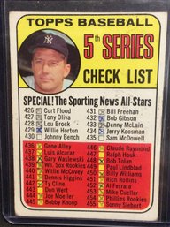 1969 Topps 5th Series Checklist - Mickey Mantle - K