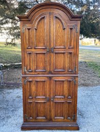 A Vintage Oak Wardrobe Cabinet By Drexel Furniture