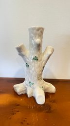 Vintage Belleek Of Ireland Porcelain Shamrock Tree Trunk Bud Vase