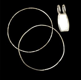 Lot Of Vintage Bangle Bracelets And White Color Inlay Pendant