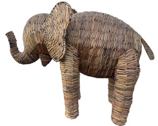 Late 20th Century Large Rattan Elephant